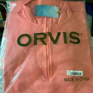 Orvis Peach Summer Weight Sweatshirt Quarter Zip